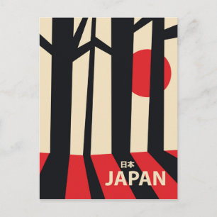Japan Vintages Waldfahrplakat. Postkarte