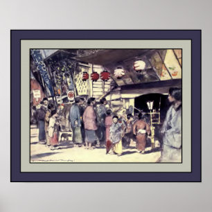 Japan Wasserfarbe ~ "The Bill of The Play" ~ 1901 Poster