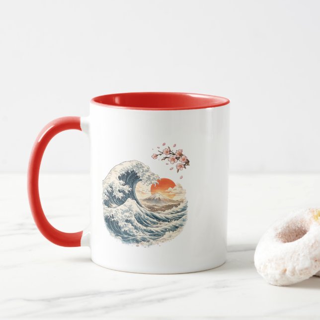 Japan-Welle-Mount-Fuji-Tasse Tasse (Mit Donut)