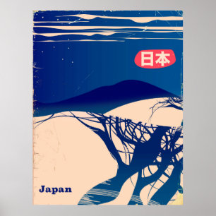 Japan Winter Trees Vintage Airline Poster. Poster