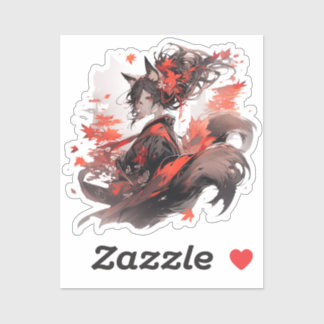Japan Yokai Art-Fox Girls Aufkleber