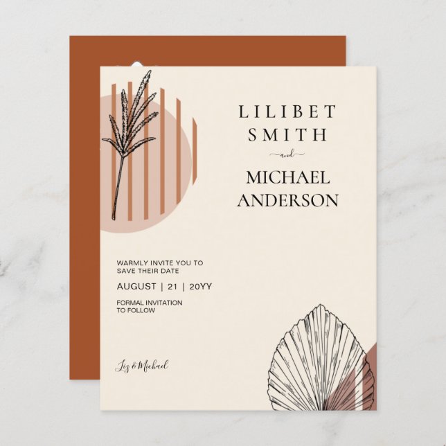 Japandi Abstrakte skandinavische Hochzeit (Vorne/Hinten)