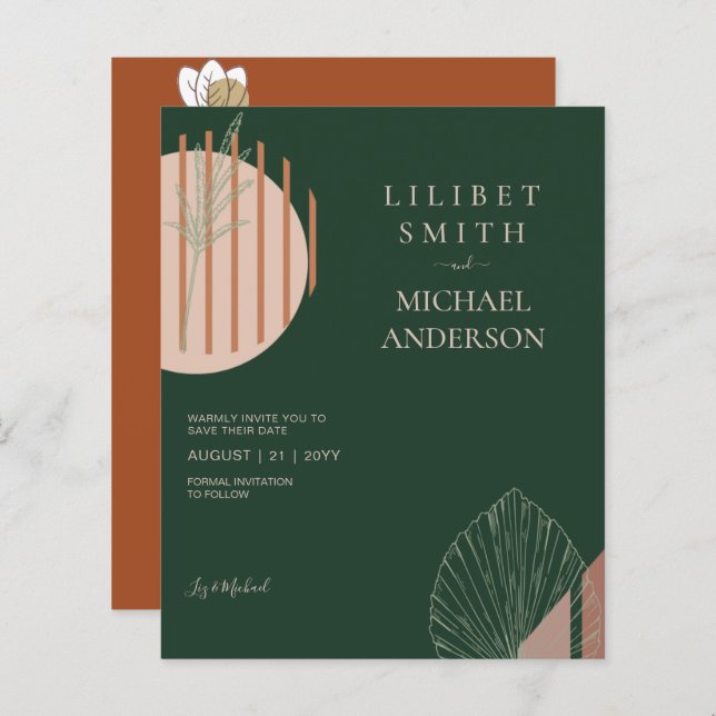 Japandi Abstrakte skandinavische Hochzeit (Vorne/Hinten)