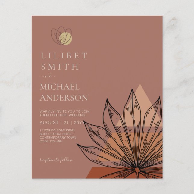 Japandi Abstrakte skandinavische Hochzeit Flyer (Vorne)