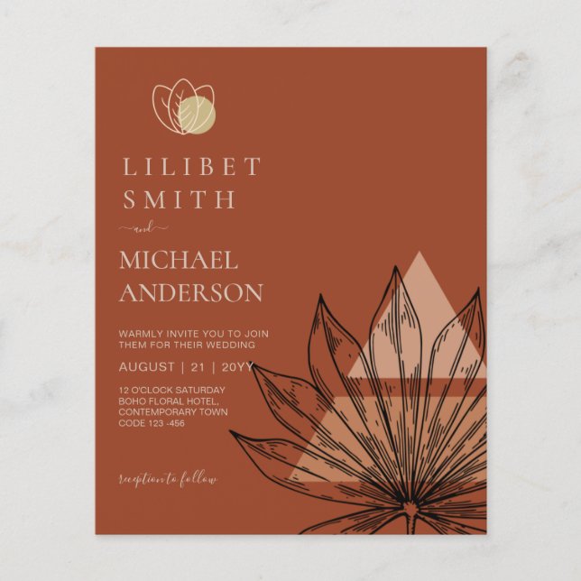 Japandi Abstrakte skandinavische Hochzeit Flyer (Vorne)