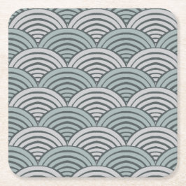 Japandi Bauernhof Grauwellen Handgezeichnete Schup Rechteckiger Pappuntersetzer