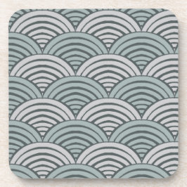 Japandi Bauernhof Grauwellen Handgezogene Schuppen Getränkeuntersetzer