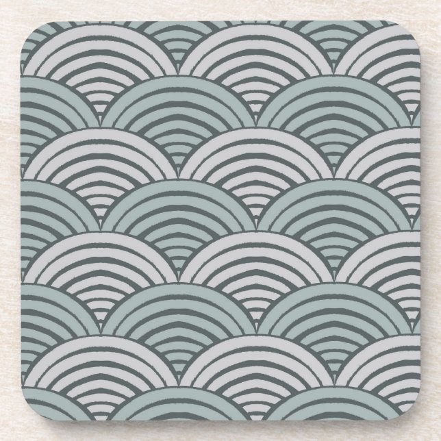 Japandi Bauernhof Grauwellen Handgezogene Schuppen Getränkeuntersetzer (Vorderseite)