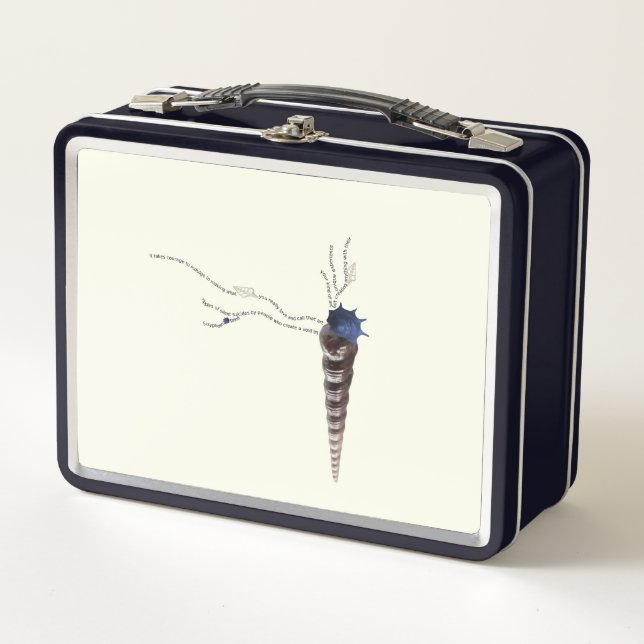 Japandi-Blumengedicht an der Küste zurück zur Schu Metall Brotdose (Vorderseite)