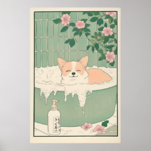 Japandi Chihuahua Kunstplakat Ukiyo-e Badezimmer W Poster