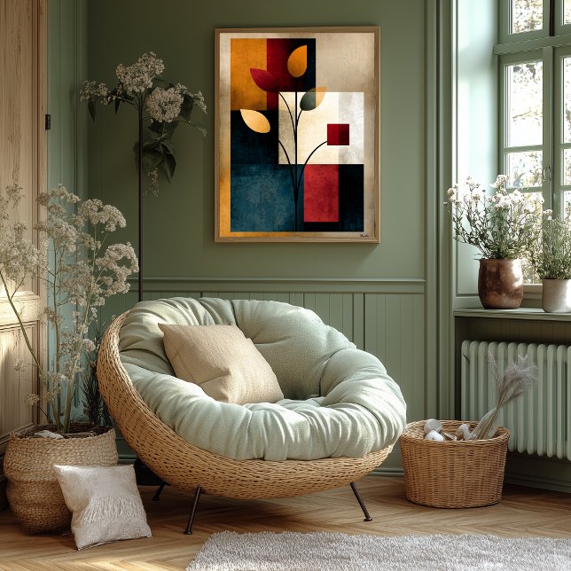 Japandi-Ikebana-Geometrie Abstracte Wandkunst mit  Poster (Von Creator hochgeladen)