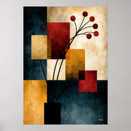 Japandi-Ikebana-Geometrische-Abstrakte-Wandkunst Poster