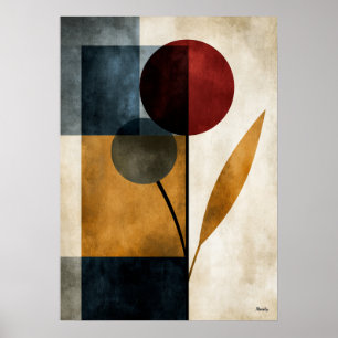 Japandi-Ikebana-Geometrische-Abstrakte-Wandkunst Poster