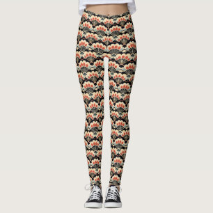 Japandi Inspiriert Art Deco Fan Gemustert Leggings