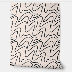 Japandi Minimalist Brush Stroke Pattern in Cream a Tapete