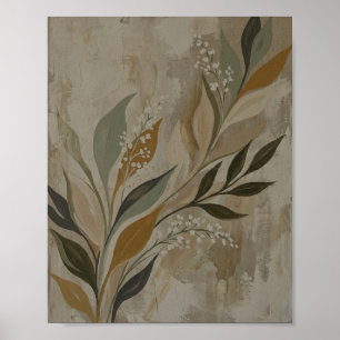 Japandi-Minimalist-Salbei-Grün-Botanisch I Poster