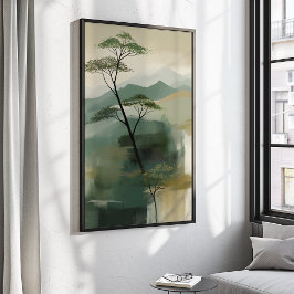 Japandi Mystic Peaks Wall Art Print Poster