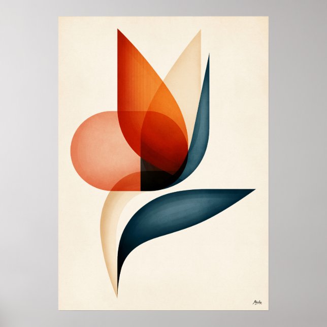 Japandi Paradiesvogel-Geometrie Poster (Vorne)