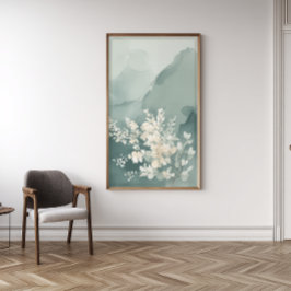 Japandi Salbeigrün Abstraktes Wandkunst-Druck Fotodruck