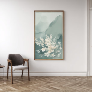 Japandi Salbeigrün Abstraktes Wandkunst-Druck Fotodruck