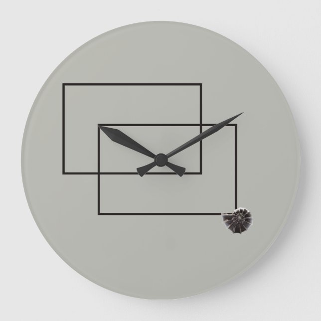 Japandi Seeleben in Beige Große Wanduhr (Vorderseite)