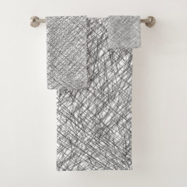 Japandi Textil Stil einfache Linien Skribble Badhandtuch Set