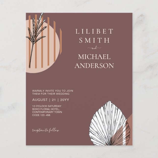 Japandi Wedding Scandinavian Abstrakt Geometric Flyer (Vorne)