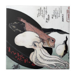 Japaner-Druck-Kraken-Fische Woodblock Fliese