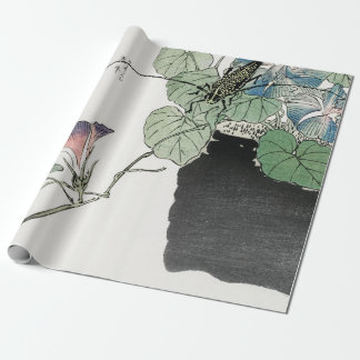 JAPANER-DRUCK-PFLANZE MIT MANTIS GESCHENKPAPIER