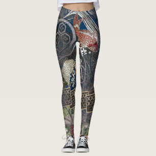 Japaner gesticktes Silk Koi Leggings