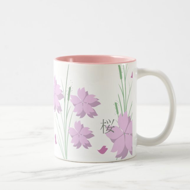 Japaner-Kirschblüte-Tasse Zweifarbige Tasse (Rechts)