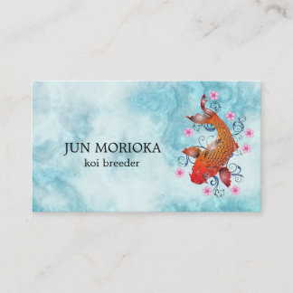 Japaner Koi auf blauem Hintergrund Visitenkarte