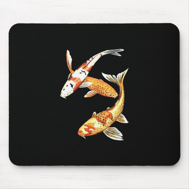 Japaner Koi Goldfisch auf Schwarzem Mousepad (Vorne)
