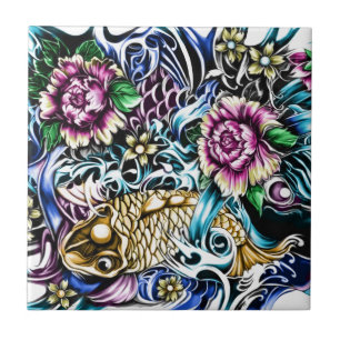 Japaner Koi Tätowierungs-Entwurfs-Produkte Fliese