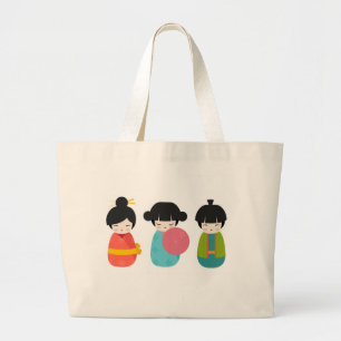 Japaner Kokeshi Puppen Jumbo Stoffbeutel