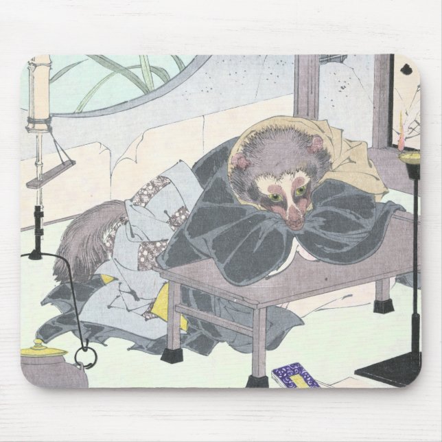 Japaner Raccon Hund Tanuki Ukiyo-e durch Mousepad (Vorne)