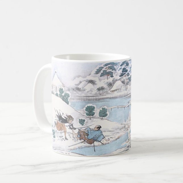 Japaner Ukiyo-e der 47 Ronin kämpfenden Samurais Kaffeetasse (Vorderseite Links)