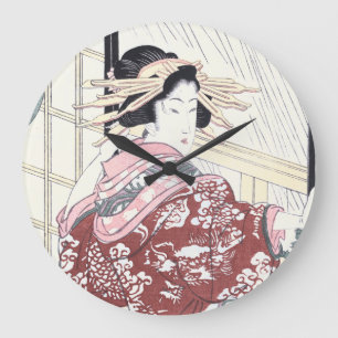 Japaner Ukiyo-e Kurtisane mit Haar-Verzierungen Große Wanduhr