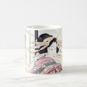 Japaner Ukiyo-e Kurtisane mit Haar-Verzierungen Tasse