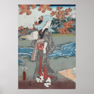 Japaner Ukiyo-e Momiji zum onna durch Kunisada Poster
