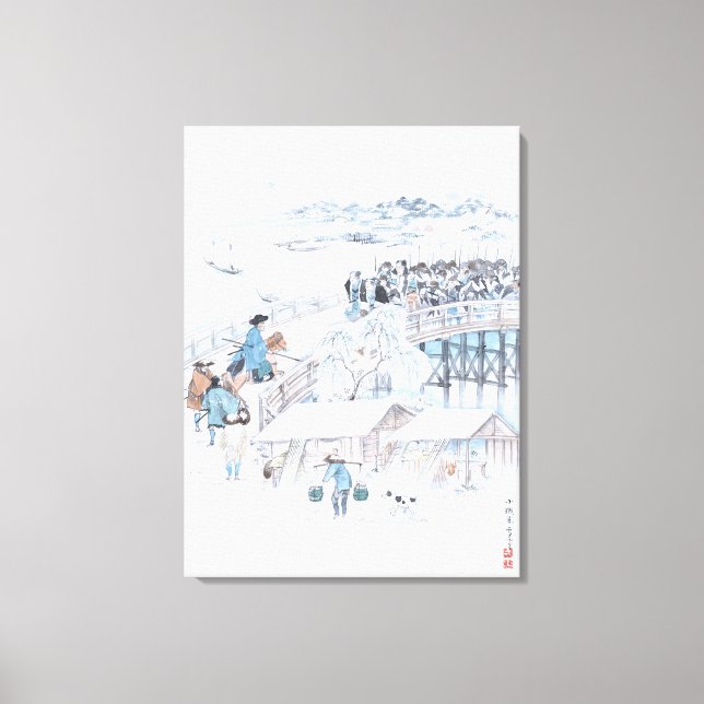 Japaner Ukiyo-e von 47 Ronin auf der Ryogoku Leinwanddruck (Vorderseite)