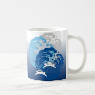 Japaner-Welle u. weißes Kaninchen Tasse