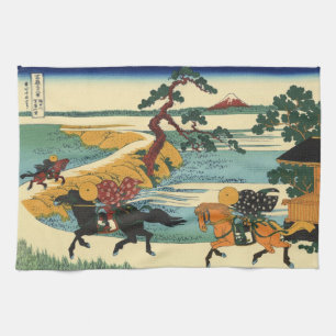 Japaner Woodblock Druck-Samurai-Pferdeverfolgung Geschirrtuch