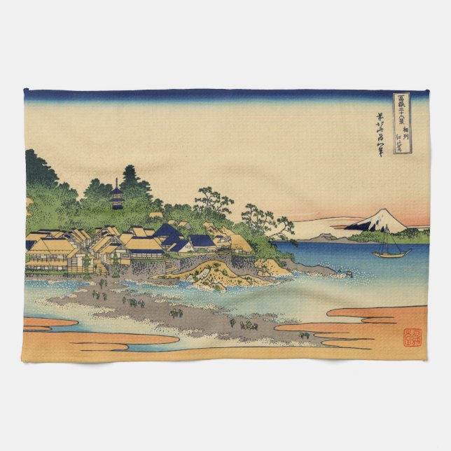 Japaner Woodblock: Enoshima in Sagami Provinz Geschirrtuch (Horizontal)