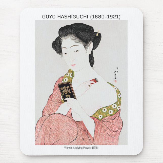 Japanerin, die Pulver aufbringt - Goyō Hashiguchi Mousepad (Vorne)