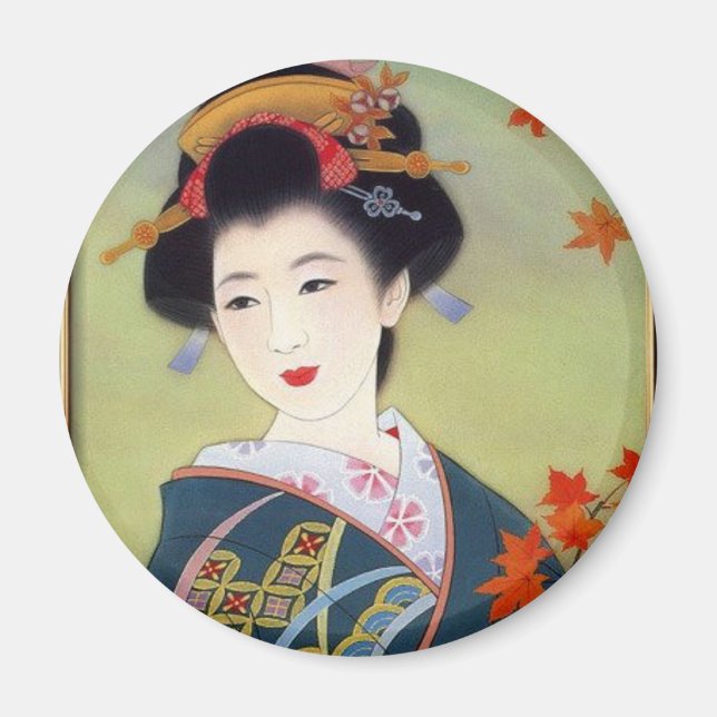 Japanerin in blau-kimono magnet (Vorne)