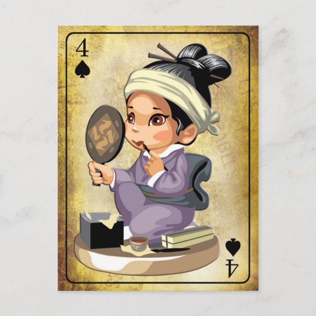 Japanerin in Kimono Make-up Postkarte (Vorderseite)