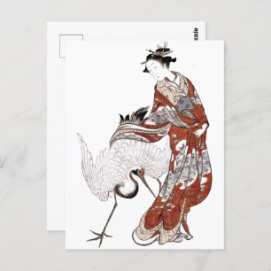Japanerin und Krane (18. Jahrhundert) Postkarte