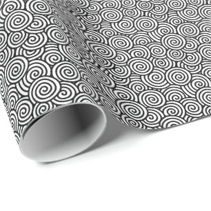 Japanerstrudelmuster - Weiß und Schwarzes Geschenkpapier