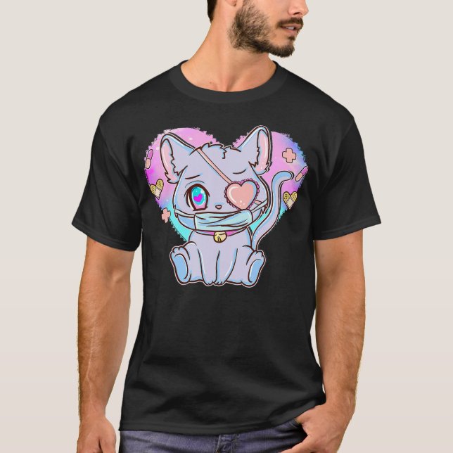 Japanese Anime Cat Shirt - Pastel Goth Menhera (Vorderseite)